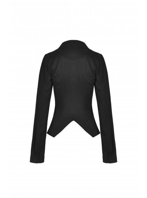 Magic Girl Sexy Hem Pointed Shape Design Deep V Neckline Pleated Long Sleeves Crop Jacket
