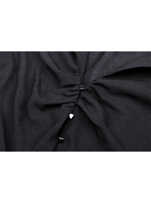 Magic Girl Sexy Hem Pointed Shape Design Deep V Neckline Pleated Long Sleeves Crop Jacket