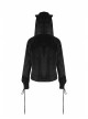 Black Cat Ear Shape Design Casual Pentagram Decoration Leather Cross Straps At Cuffs Hoodie