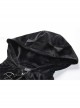 Black Cat Ear Shape Design Casual Pentagram Decoration Leather Cross Straps At Cuffs Hoodie