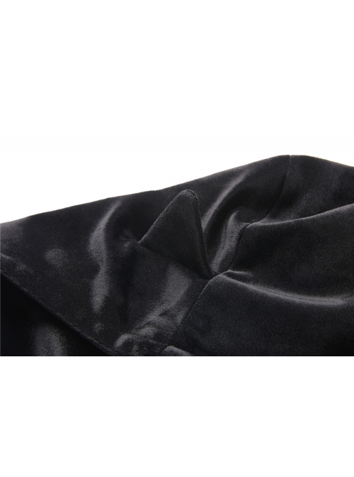 Black Cat Ear Shape Design Casual Pentagram Decoration Leather Cross Straps At Cuffs Hoodie