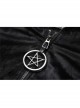Black Cat Ear Shape Design Casual Pentagram Decoration Leather Cross Straps At Cuffs Hoodie