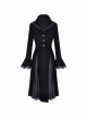 Gothic Clamped Embroidery Lace Hem Trumpet Sleeve Winter Warm Black Long Jacket