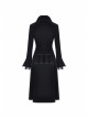 Gothic Clamped Embroidery Lace Hem Trumpet Sleeve Winter Warm Black Long Jacket