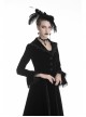 Gothic Clamped Embroidery Lace Hem Trumpet Sleeve Winter Warm Black Long Jacket