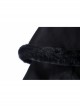 Gothic Black Floral Pleated Decoration Big Hem Winter Long Coat With A Fur Short Cape