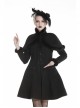 Gothic Black Floral Pleated Decoration Big Hem Winter Long Coat With A Fur Short Cape