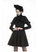 Gothic Black Floral Pleated Decoration Big Hem Winter Long Coat With A Fur Short Cape