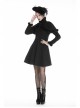 Gothic Black Floral Pleated Decoration Big Hem Winter Long Coat With A Fur Short Cape