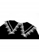 Embroidery Lace-Trim Doll Neck Button White Bow Decoration Long Velvet Jacket