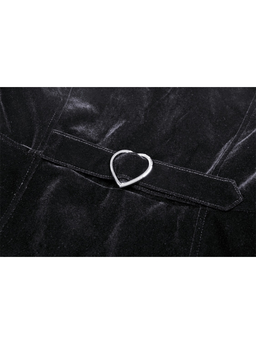 Embroidery Lace-Trim Doll Neck Button White Bow Decoration Long Velvet Jacket