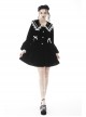 Embroidery Lace-Trim Doll Neck Button White Bow Decoration Long Velvet Jacket