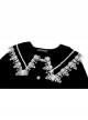 Embroidery Lace-Trim Doll Neck Button White Bow Decoration Long Velvet Jacket