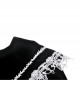 Embroidery Lace-Trim Doll Neck Button White Bow Decoration Long Velvet Jacket