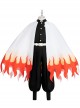 Demon Slayer Rengoku Kyoujurou Halloween Cosplay Costume Flame Printing White Cloak And Legguards