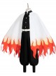 Demon Slayer Rengoku Kyoujurou Halloween Cosplay Costume Flame Printing White Cloak And Legguards