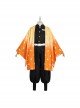 Demon Slayer Agatsuma Zenitsu Halloween Cosplay Costume Orange Cloak And Legguards