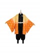 Demon Slayer Agatsuma Zenitsu Halloween Cosplay Costume Orange Cloak And Legguards