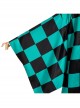 Demon Slayer Kamado Tanjirou Halloween Cosplay Costume Black Green Plaid Printing Cloak Set