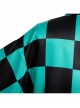Demon Slayer Kamado Tanjirou Halloween Cosplay Costume Black Green Plaid Printing Cloak Set