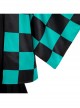 Demon Slayer Kamado Tanjirou Halloween Cosplay Costume Black Green Plaid Printing Cloak Set