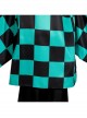 Demon Slayer Kamado Tanjirou Halloween Cosplay Costume Black Green Plaid Printing Cloak Set