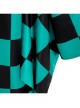 Demon Slayer Kamado Tanjirou Halloween Cosplay Costume Black Green Plaid Printing Cloak Set