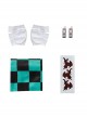 Demon Slayer Kamado Tanjirou Halloween Cosplay Costume Black Green Plaid Printing Cloak Set