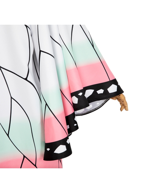 Demon Slayer Kochou Shinobu Halloween Cosplay Costume Butterfly Texture Printing Cloak Set