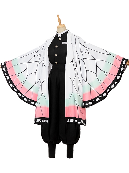 Demon Slayer Kochou Shinobu Halloween Cosplay Costume Butterfly Texture Printing Cloak Set