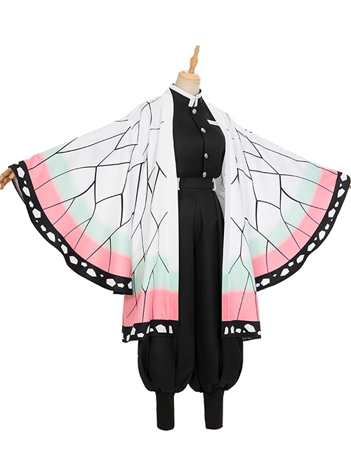 Demon Slayer Kochou Shinobu Halloween Cosplay Costume Butterfly Texture Printing Cloak Set