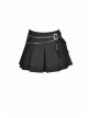 Punk Rock Pleated Square Buckle Belt With Decorative Metal Chain Mini Skirt With The Bag
