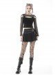 Punk Rock Pleated Square Buckle Belt With Decorative Metal Chain Mini Skirt With The Bag