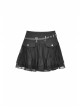 Punk Lace Mesh Pleated Lace Large Metal Pin Decoration Trim Mini Skirt