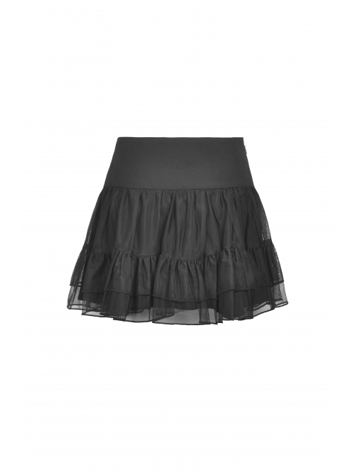 Punk Lace Mesh Pleated Lace Large Metal Pin Decoration Trim Mini Skirt