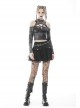 Punk Lace Mesh Pleated Lace Large Metal Pin Decoration Trim Mini Skirt