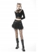 Punk Lace Mesh Pleated Lace Large Metal Pin Decoration Trim Mini Skirt