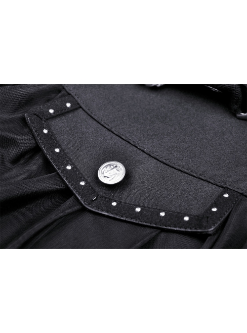 Punk Lace Mesh Pleated Lace Large Metal Pin Decoration Trim Mini Skirt