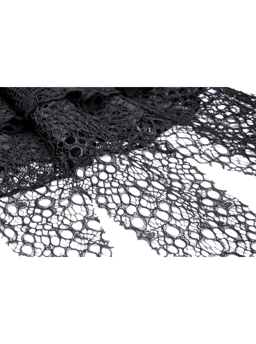 Punk Lace Double Layer Lace Cross Rope Design Metal Cross Decoration Irregular Mini Skirt