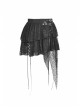 Punk Lace Double Layer Lace Cross Rope Design Metal Cross Decoration Irregular Mini Skirt