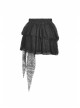 Punk Lace Double Layer Lace Cross Rope Design Metal Cross Decoration Irregular Mini Skirt
