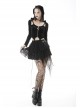 Punk Lace Double Layer Lace Cross Rope Design Metal Cross Decoration Irregular Mini Skirt