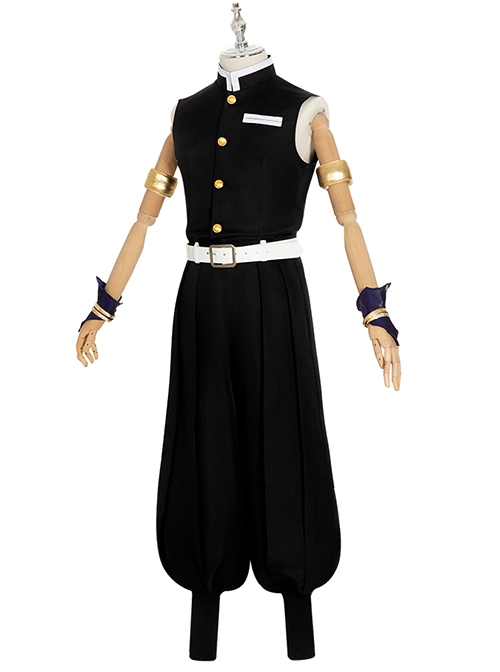Demon Slayer Corps Uzui Tengen Black Vest Team Uniform Halloween Cosplay Costume Full Set