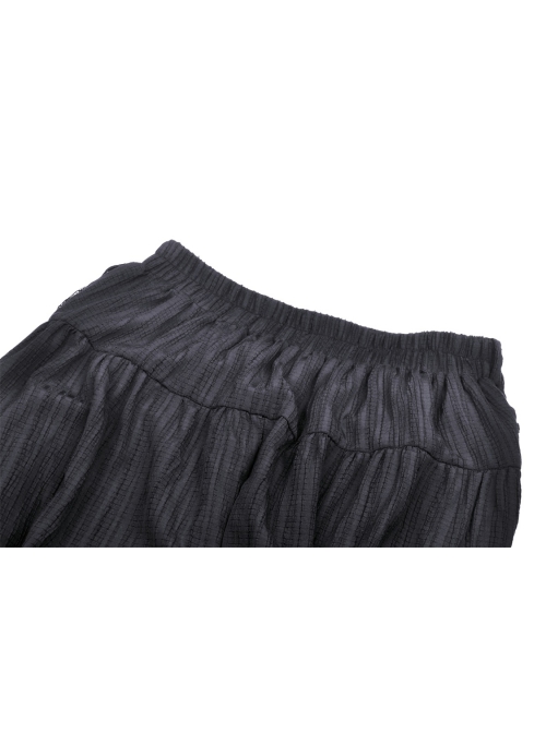 Punk Double Lace Embroidered Printed Pleats Irregular Cut Design Short Skirt