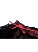 Women Lace Embroidered Print Pleated Trim Red Cross Straps Sexy Mini Skirt