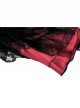 Women Lace Embroidered Print Pleated Trim Red Cross Straps Sexy Mini Skirt