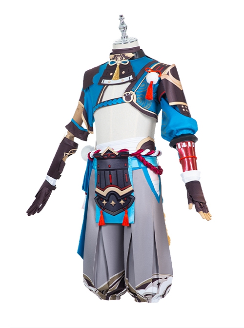 Genshin Impact Gorou Coral Palace Rebel General Halloween Cosplay Blue Costume Full Set