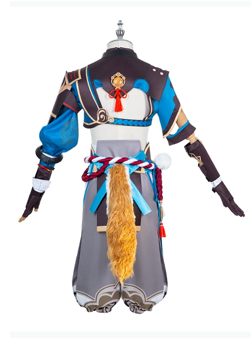 Genshin Impact Gorou Coral Palace Rebel General Halloween Cosplay Blue Costume Full Set