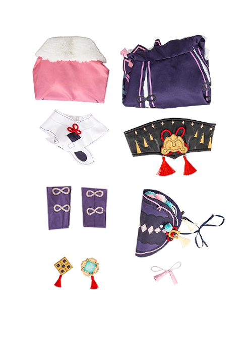 Game Genshin Impact Yun Jin Halloween Cosplay Costume Lolita Purple Dress Set