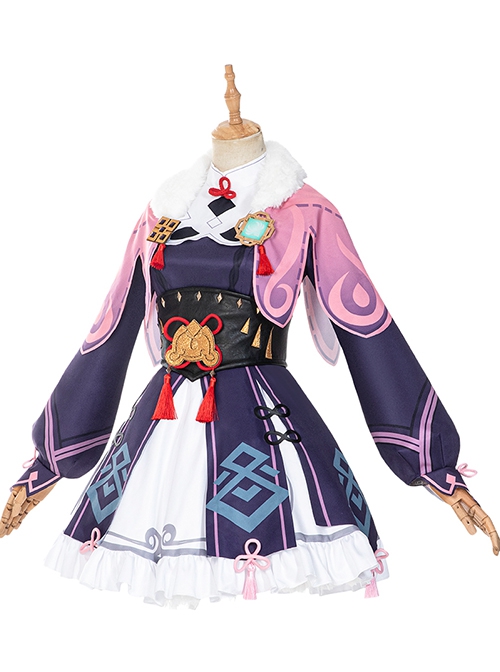 Game Genshin Impact Yun Jin Halloween Cosplay Costume Lolita Purple Dress Set